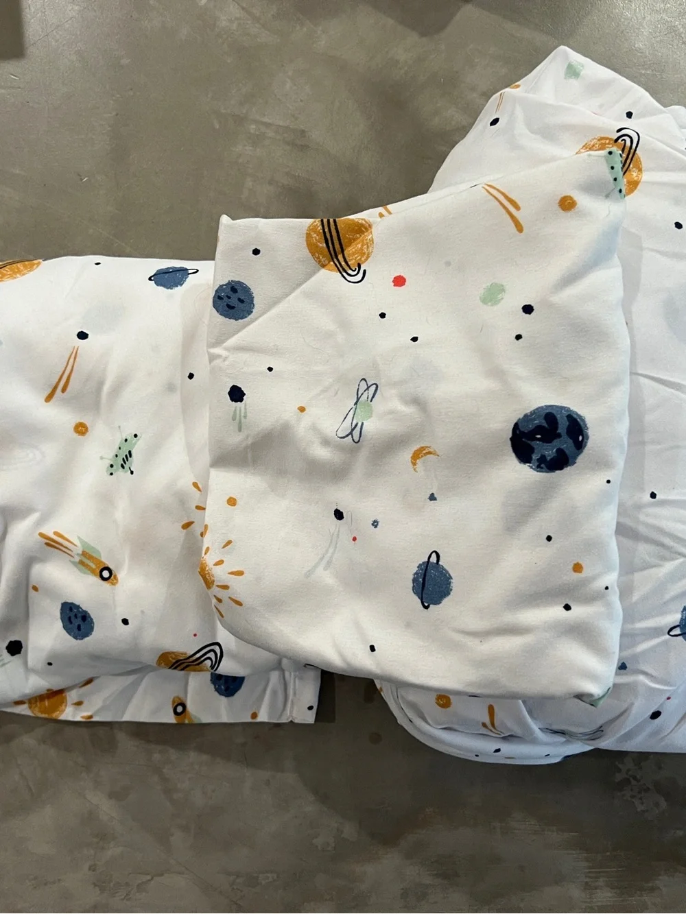 Target White Space-Print Bedding Set with Blue and Gold Accents